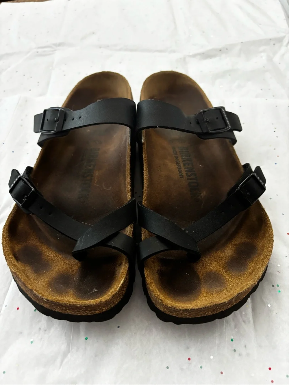 Birkenstock Black Two-Strap Toe-Loop Sandals